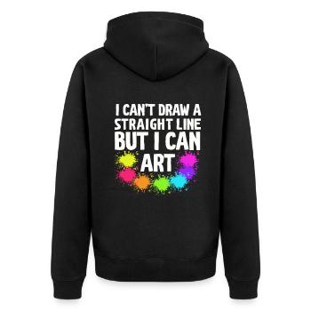 Ich kann keine gerade Linie zeichnen, aber ich kann Kunst - Unisex Premium Bio Zip Hoodie - Schwarz - Hinten - Nico (187cm)