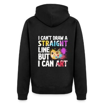 Ich kann keine gerade Linie zeichnen, aber ich kann Kunst - Unisex Premium Bio Zip Hoodie - Schwarz - Hinten - Nico (187cm)