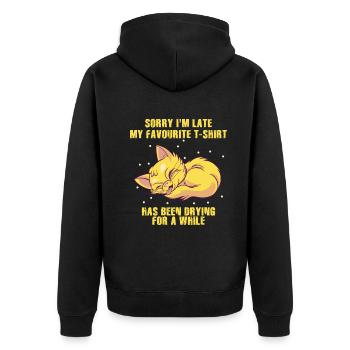 Sorry Im Late Housewife Cleaning Housemaker - Unisex Premium Organic Zip Hoodie - black - Back - Nico (187cm)