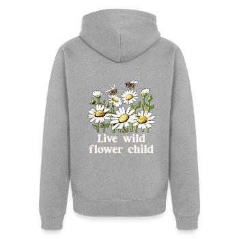Margeriten Gänseblümchen Sommer Gänseblümchen Blumengarten - Unisex Premium Bio Zip Hoodie - Grau meliert - Hinten - Nico (187cm)