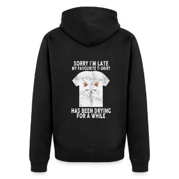Tut mir leid, dass ich spät Hausfrau putzt Hausfrau Hausfrau - Unisex Premium Bio Zip Hoodie - Schwarz - Hinten - Nico (187cm)