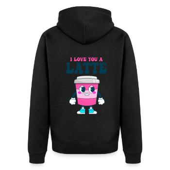 Ich liebe dich Eine Latte Pärchen Romanze - Unisex Premium Bio Zip Hoodie - Schwarz - Hinten - Nico (187cm)
