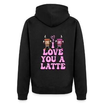 Ich liebe dich Eine Latte Pärchen Romanze - Unisex Premium Bio Zip Hoodie - Schwarz - Hinten - Nico (187cm)
