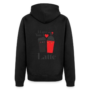 Ich liebe dich Eine Latte Pärchen Romanze - Unisex Premium Bio Zip Hoodie - Schwarz - Hinten - Nico (187cm)
