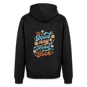 C’est une bonne journée pour lire un livre - Veste à capuche bio Premium Unisexe - noir - Dos - Nico (187cm)