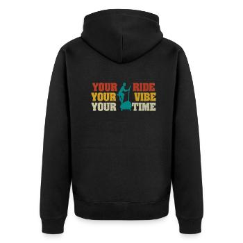 Your Ride Your Vibe Your Time Ergometers - Unisex Premium Organic Zip Hoodie - black - Back - Nico (187cm)