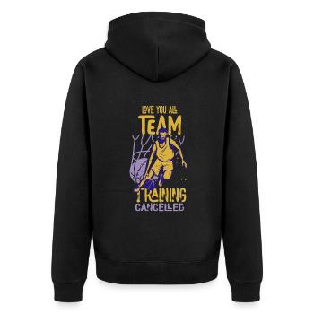 Love You All Teamtraining abgesagt Basketball - Unisex Premium Bio Zip Hoodie - Schwarz - Hinten - Nico (187cm)