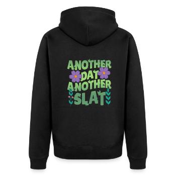 Ein anderer Tag, ein weiterer Slay, motivierend - Unisex Premium Bio Zip Hoodie - Schwarz - Hinten - Nico (187cm)
