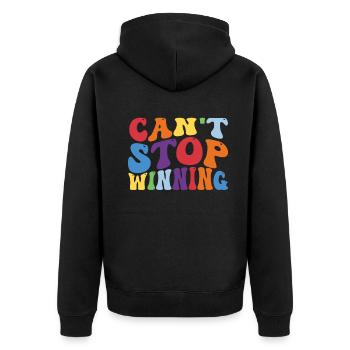 Ich kann nicht aufhören zu gewinnen - Unisex Premium Bio Zip Hoodie - Schwarz - Hinten - Nico (187cm)
