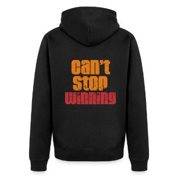 Ich kann nicht aufhören zu gewinnen - Unisex Premium Bio Zip Hoodie - Schwarz - Hinten - Nico (187cm)