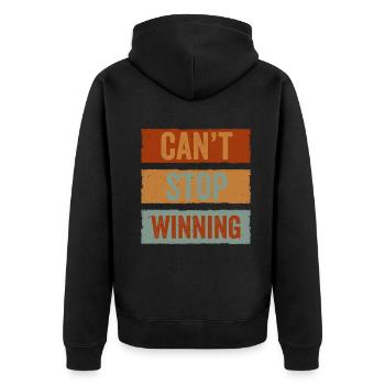 Ich kann nicht aufhören zu gewinnen - Unisex Premium Bio Zip Hoodie - Schwarz - Hinten - Nico (187cm)