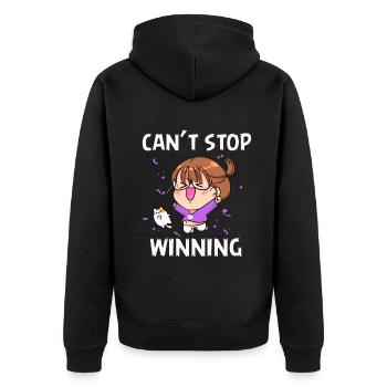 Ich kann nicht aufhören zu gewinnen - Unisex Premium Bio Zip Hoodie - Schwarz - Hinten - Nico (187cm)