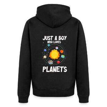 Nur ein Junge, der das Sonnensystem der Planeten liebt - Unisex Premium Bio Zip Hoodie - Schwarz - Hinten - Nico (187cm)