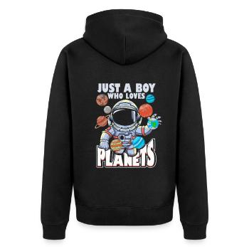 Just A Boy Who Loves Planets Solar System - Unisex Premium Organic Zip Hoodie - black - Back - Nico (187cm)