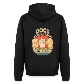 Les chiens me rendent heureux humain me font mal à la tête Doglove - Veste à capuche bio Premium Unisexe - noir - Dos - Nico (187cm)