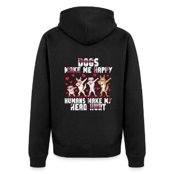Dogs Make Me Happy Human Make My Head Hurt Doglove - Unisex Premium Organic Zip Hoodie - black - Back - Nico (187cm)