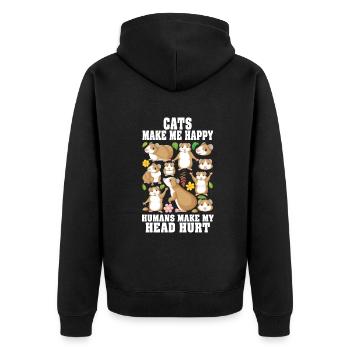 Les chats me rendent heureux humain me font mal à la tête - Veste à capuche bio Premium Unisexe - noir - Dos - Nico (187cm)