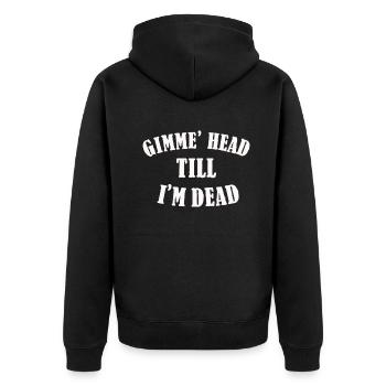 Gimme Head Till I’m Dead 80s Lovers - Unisex Premium Organic Zip Hoodie - black - Back - Nico (187cm)