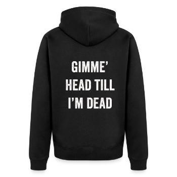 Gib mir den Kopf, bis ich tot bin, Liebhaber der 80er - Unisex Premium Bio Zip Hoodie - Schwarz - Hinten - Nico (187cm)