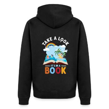 Jetez un coup d’œil C’est dans un rat de bibliothèque de lecture de livre - Veste à capuche bio Premium Unisexe - noir - Dos - Nico (187cm)