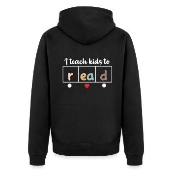 I Teach Kids To Read Science Teachers Reading - Unisex Premium Organic Zip Hoodie - black - Back - Nico (187cm)