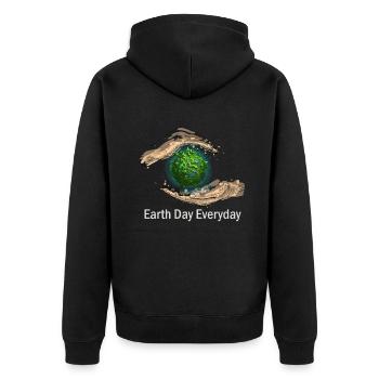 Tag der Erde Tägliches Umweltbewusstsein - Unisex Premium Bio Zip Hoodie - Schwarz - Hinten - Nico (187cm)