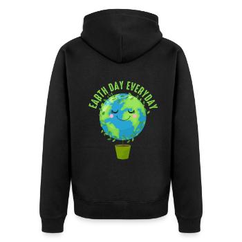 Tag der Erde Tägliches Umweltbewusstsein - Unisex Premium Bio Zip Hoodie - Schwarz - Hinten - Nico (187cm)