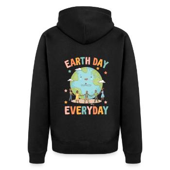 Tag der Erde Tägliches Umweltbewusstsein - Unisex Premium Bio Zip Hoodie - Schwarz - Hinten - Nico (187cm)