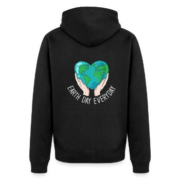 Tag der Erde Tägliches Umweltbewusstsein - Unisex Premium Bio Zip Hoodie - Schwarz - Hinten - Nico (187cm)
