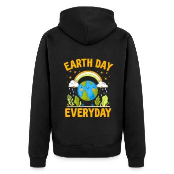 Tag der Erde Tägliches Umweltbewusstsein - Unisex Premium Bio Zip Hoodie - Schwarz - Hinten - Nico (187cm)