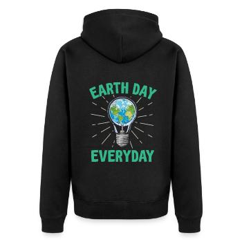 Tag der Erde Tägliches Umweltbewusstsein - Unisex Premium Bio Zip Hoodie - Schwarz - Hinten - Nico (187cm)