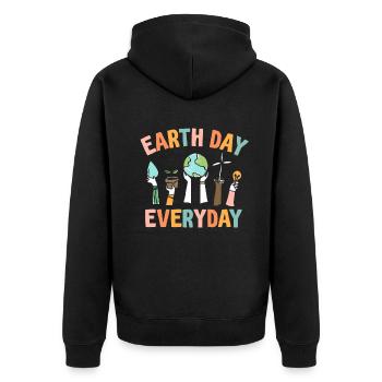 Tag der Erde Tägliches Umweltbewusstsein - Unisex Premium Bio Zip Hoodie - Schwarz - Hinten - Nico (187cm)