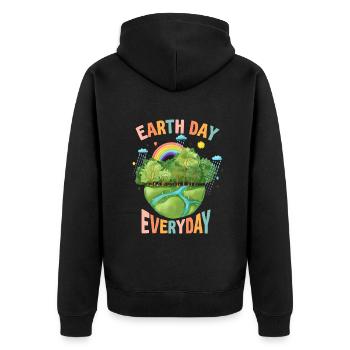 Tag der Erde Tägliches Umweltbewusstsein - Unisex Premium Bio Zip Hoodie - Schwarz - Hinten - Nico (187cm)