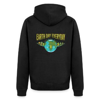 Tag der Erde Tägliches Umweltbewusstsein - Unisex Premium Bio Zip Hoodie - Schwarz - Hinten - Nico (187cm)