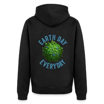 Tag der Erde Tägliches Umweltbewusstsein - Unisex Premium Bio Zip Hoodie - Schwarz - Hinten - Nico (187cm)