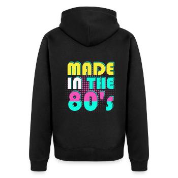 80er Die Musik der 80er - Unisex Premium Bio Zip Hoodie - Schwarz - Hinten - Nico (187cm)