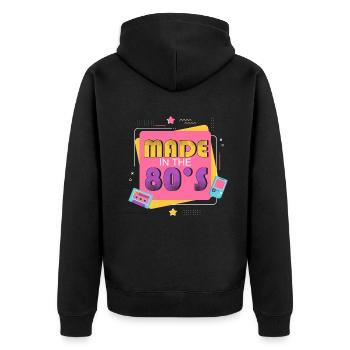 80er Die Musik der 80er - Unisex Premium Bio Zip Hoodie - Schwarz - Hinten - Nico (187cm)