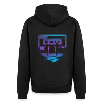 80's Cassette Tape 1990s Pencil Winding Cassette - Unisex Premium Organic Zip Hoodie - black - Back - Nico (187cm)