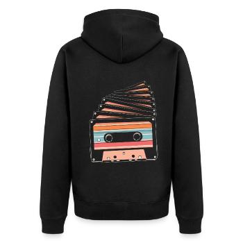 80's Cassette Tape 1990s Pencil Winding Cassette - Unisex Premium Organic Zip Hoodie - black - Back - Nico (187cm)