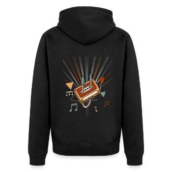 80er Jahre Kassette 1990er Bleistift Wickelkassette - Unisex Premium Bio Zip Hoodie - Schwarz - Hinten - Nico (187cm)
