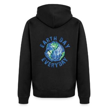 Tag der Erde Tägliches Umweltbewusstsein - Unisex Premium Bio Zip Hoodie - Schwarz - Hinten - Nico (187cm)