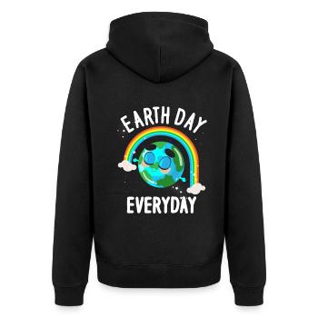 Tag der Erde Tägliches Umweltbewusstsein - Unisex Premium Bio Zip Hoodie - Schwarz - Hinten - Nico (187cm)