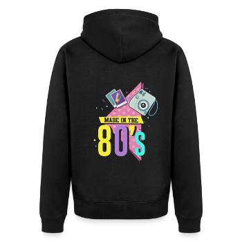 80er Die Musik der 80er - Unisex Premium Bio Zip Hoodie - Schwarz - Hinten - Nico (187cm)
