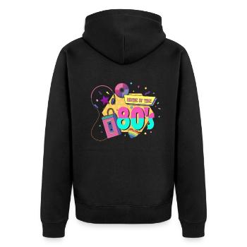 80er Die Musik der 80er - Unisex Premium Bio Zip Hoodie - Schwarz - Hinten - Nico (187cm)