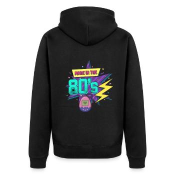 80er Die Musik der 80er - Unisex Premium Bio Zip Hoodie - Schwarz - Hinten - Nico (187cm)