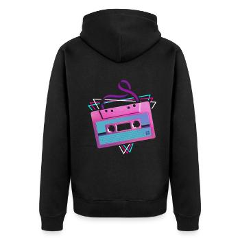 80's Cassette Tape 1990s Pencil Winding Cassette - Unisex Premium Organic Zip Hoodie - black - Back - Nico (187cm)