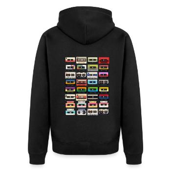 80er Jahre Kassette 1990er Bleistift Wickelkassette - Unisex Premium Bio Zip Hoodie - Schwarz - Hinten - Nico (187cm)