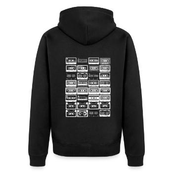 80's Cassette Tape 1990s Pencil Winding Cassette - Unisex Premium Organic Zip Hoodie - black - Back - Nico (187cm)