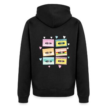 80er Jahre Kassette 1990er Bleistift Wickelkassette - Unisex Premium Bio Zip Hoodie - Schwarz - Hinten - Nico (187cm)