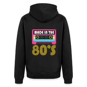 80er Die Musik der 80er - Unisex Premium Bio Zip Hoodie - Schwarz - Hinten - Nico (187cm)